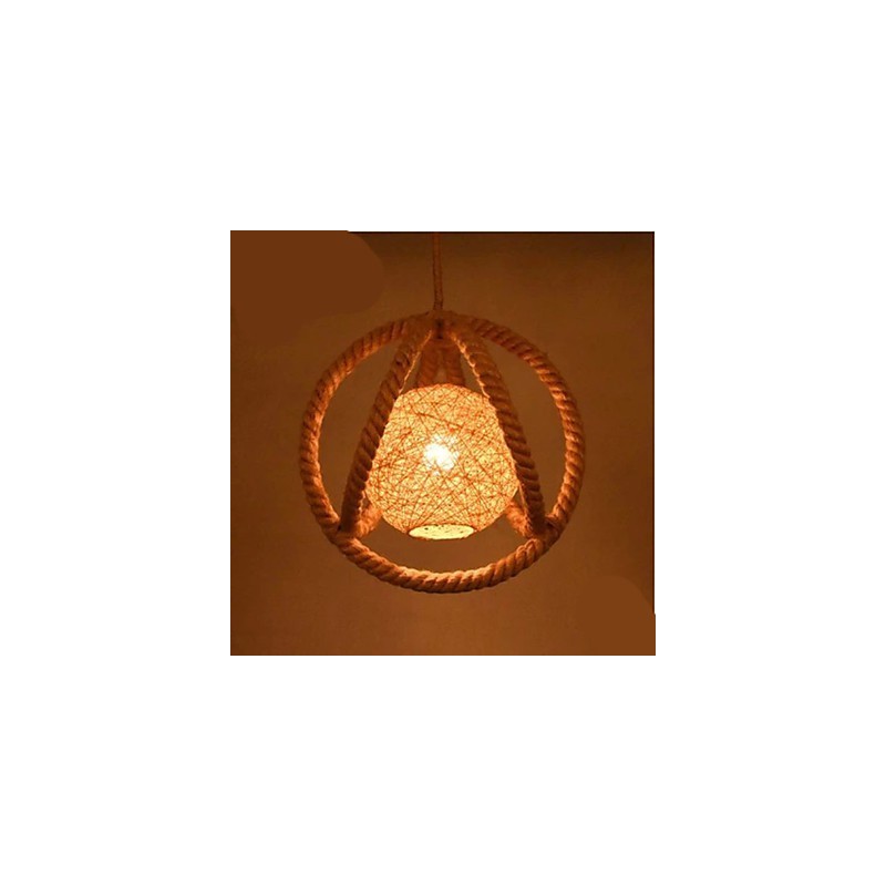 Lampadario a sospensione industriale retrò in corda, marrone, 3 luci E26/E27