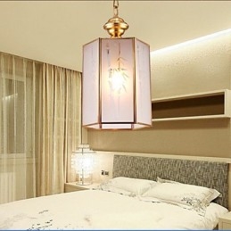 Lampada a sospensione mini stile country americano in rame e vetro trasparente