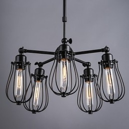 Lampada a sospensione vintage in metallo retrò a 5 luci E26/E27