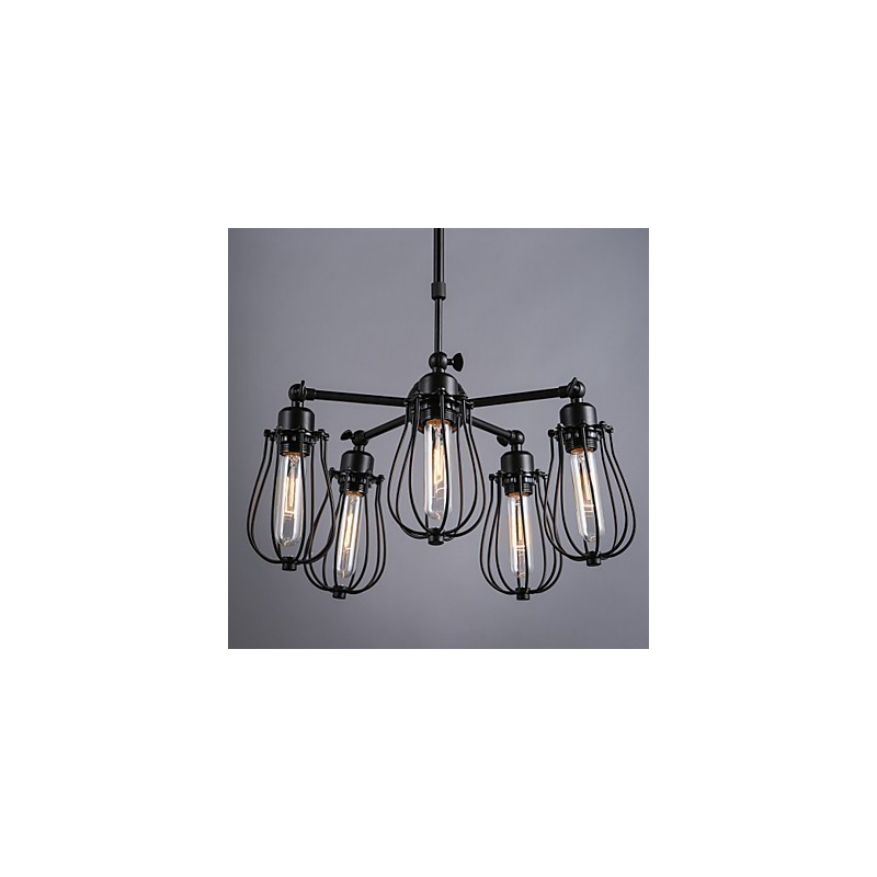 Lampada a sospensione vintage in metallo retrò a 5 luci E26/E27