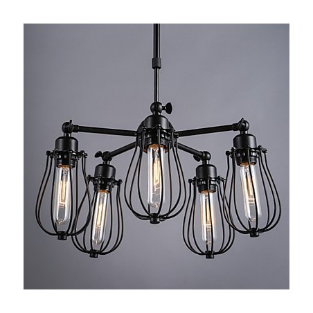 Lampada a sospensione vintage in metallo retrò a 5 luci E26/E27