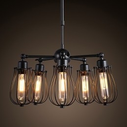 Lampada a sospensione vintage in metallo retrò a 5 luci E26/E27