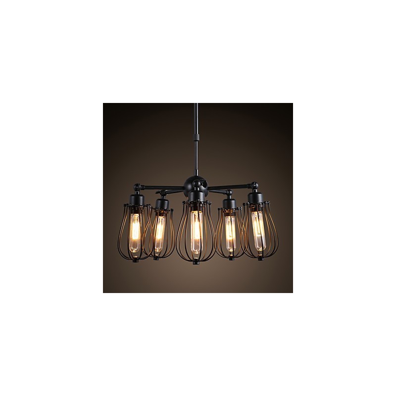 Lampada a sospensione vintage in metallo retrò a 5 luci E26/E27