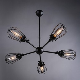 Lampada a sospensione vintage in metallo retrò a 5 luci E26/E27