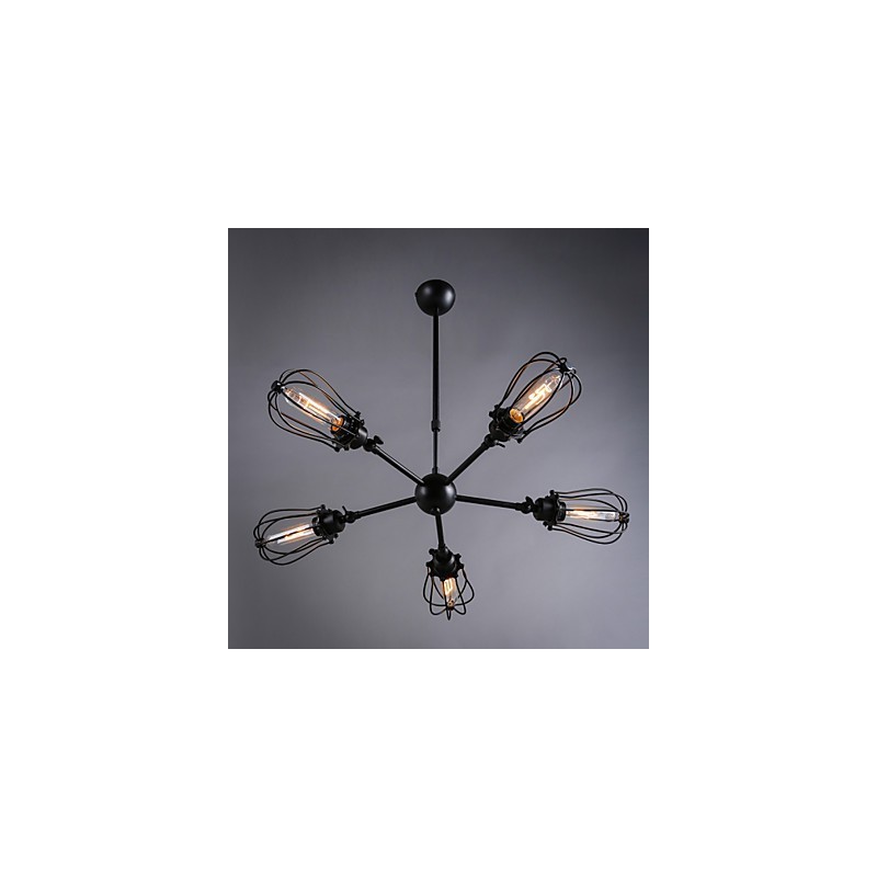 Lampada a sospensione vintage in metallo retrò a 5 luci E26/E27