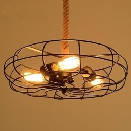 Lampadario a sospensione industriale con ventilatore in corda di ferro nero stile americano vintage
