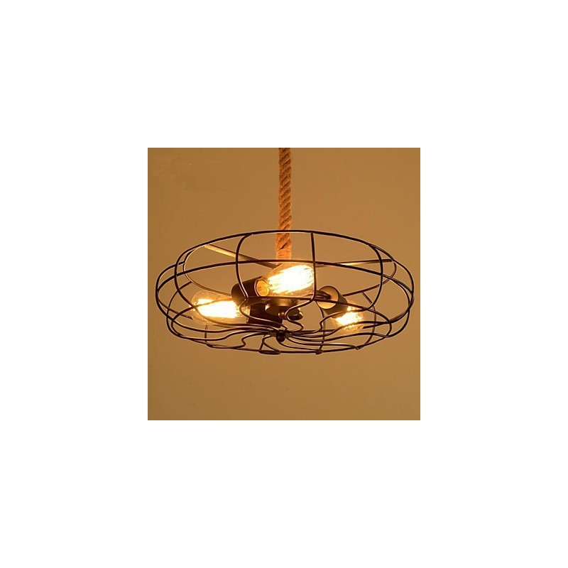 Lampadario a sospensione industriale con ventilatore in corda di ferro nero stile americano vintage