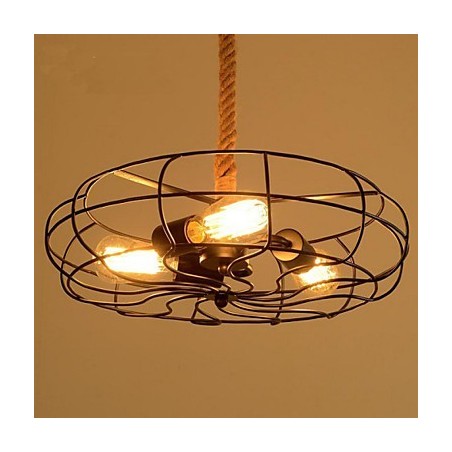 Lampadario a sospensione industriale con ventilatore in corda di ferro nero stile americano vintage