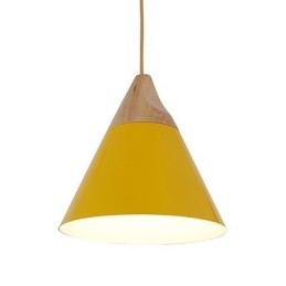 Lampada a sospensione mini artistica a cono 1 luce moderna nero bianco giallo alluminio e legno