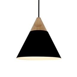 Lampada a sospensione mini artistica a cono 1 luce moderna nero bianco giallo alluminio e legno