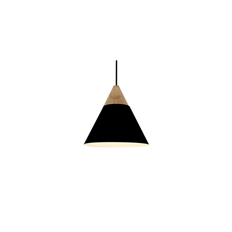Lampada a sospensione mini artistica a cono 1 luce moderna nero bianco giallo alluminio e legno