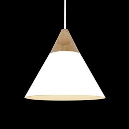 Lampada a sospensione mini artistica a cono 1 luce moderna nero bianco giallo alluminio e legno
