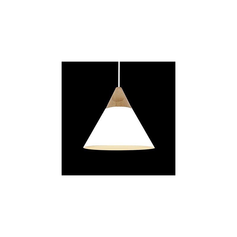 Lampada a sospensione mini artistica a cono 1 luce moderna nero bianco giallo alluminio e legno