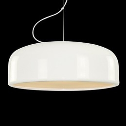 Lampada a sospensione retrò con paralume a ciotola dipinto in metallo nero e bianco