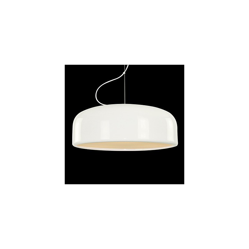 Lampada a sospensione retrò con paralume a ciotola dipinto in metallo nero e bianco