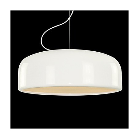 Lampada a sospensione retrò con paralume a ciotola dipinto in metallo nero e bianco