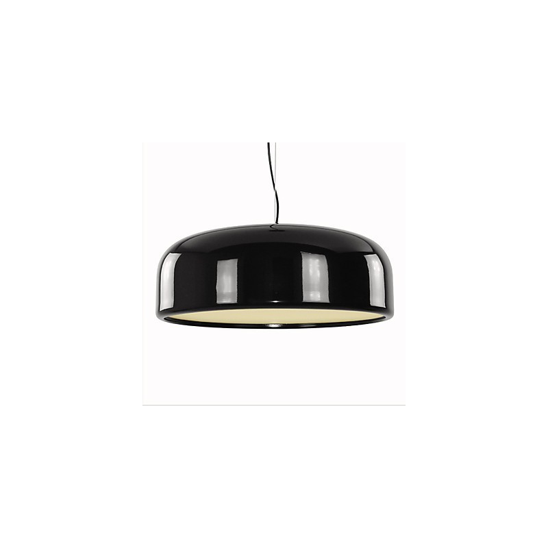 Lampada a sospensione retrò con paralume a ciotola dipinto in metallo nero e bianco