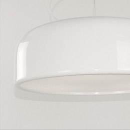 Lampada a sospensione retrò con paralume a ciotola dipinto in metallo nero e bianco