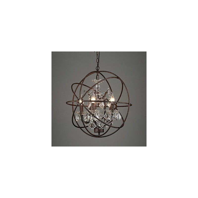 Lampadario classico tradizionale in metallo e cristallo 55 cm