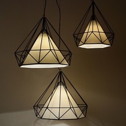 Lampada a sospensione Diamond Mini 1 luce nera e bianca in acciaio al carbonio e tessuto