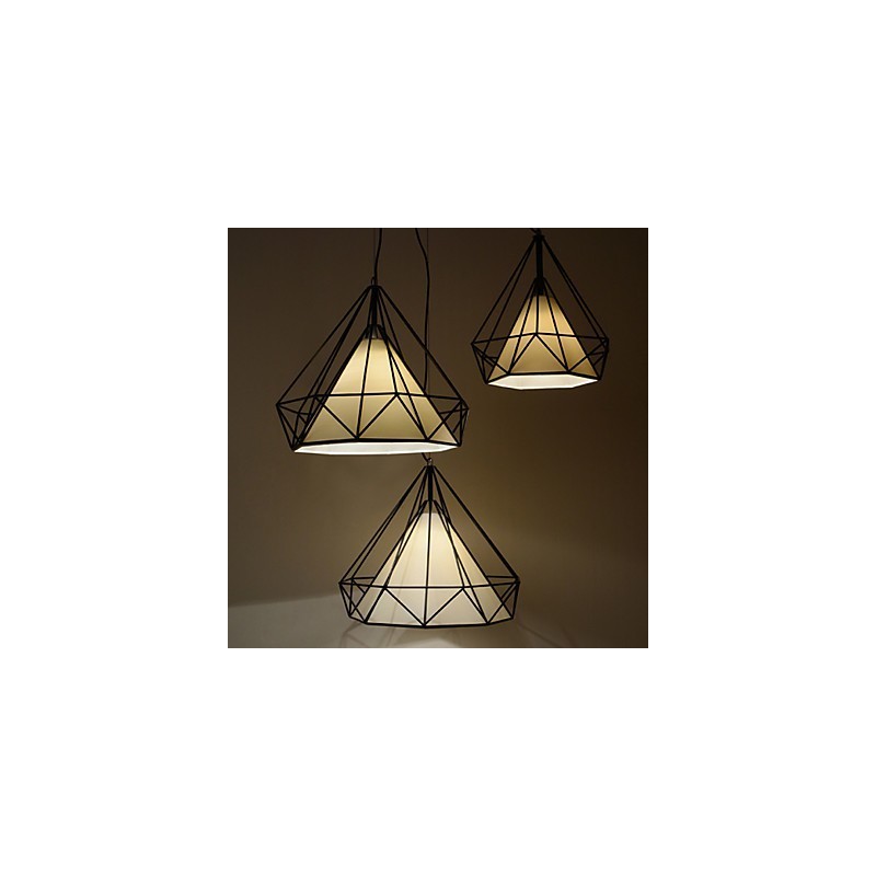Lampada a sospensione Diamond Mini 1 luce nera e bianca in acciaio al carbonio e tessuto