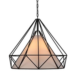 Lampada a sospensione Diamond Mini 1 luce nera e bianca in acciaio al carbonio e tessuto