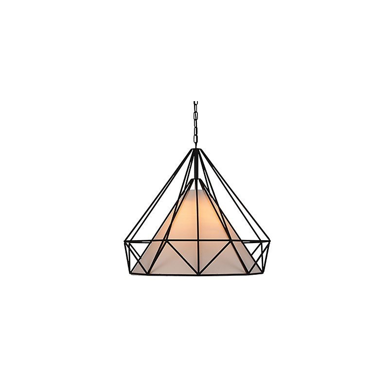 Lampada a sospensione Diamond Mini 1 luce nera e bianca in acciaio al carbonio e tessuto