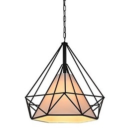 Lampada a sospensione Diamond Mini 1 luce nera e bianca in acciaio al carbonio e tessuto