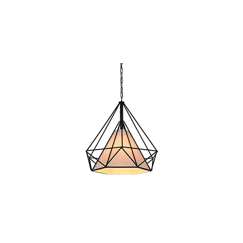 Lampada a sospensione Diamond Mini 1 luce nera e bianca in acciaio al carbonio e tessuto