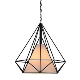 Lampada a sospensione Diamond Mini 1 luce nera e bianca in acciaio al carbonio e tessuto