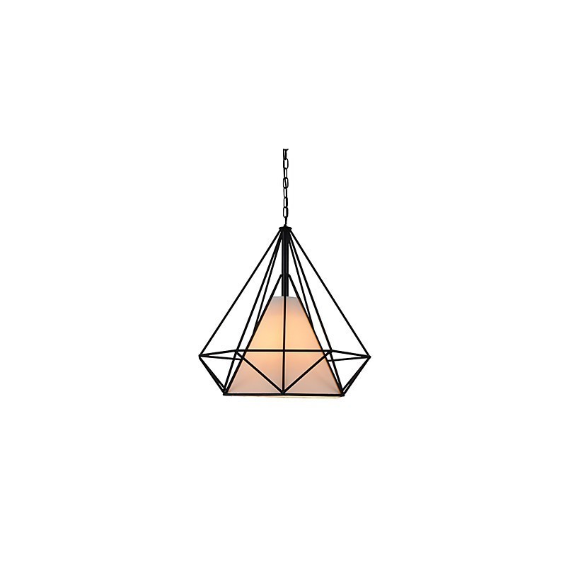 Lampada a sospensione Diamond Mini 1 luce nera e bianca in acciaio al carbonio e tessuto