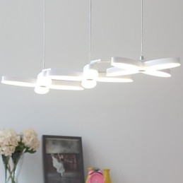 Lampada a sospensione LED moderna bianca in metallo e vetro, 3 luci, 30 W
