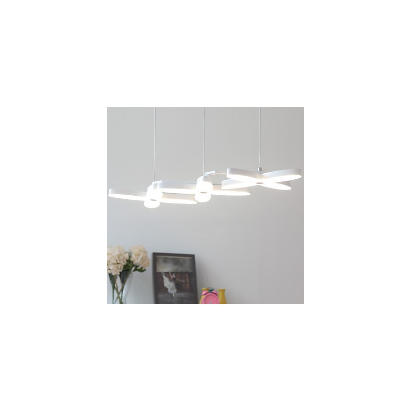 Lampada a sospensione LED moderna bianca in metallo e vetro, 3 luci, 30 W