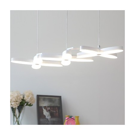 Lampada a sospensione LED moderna bianca in metallo e vetro, 3 luci, 30 W