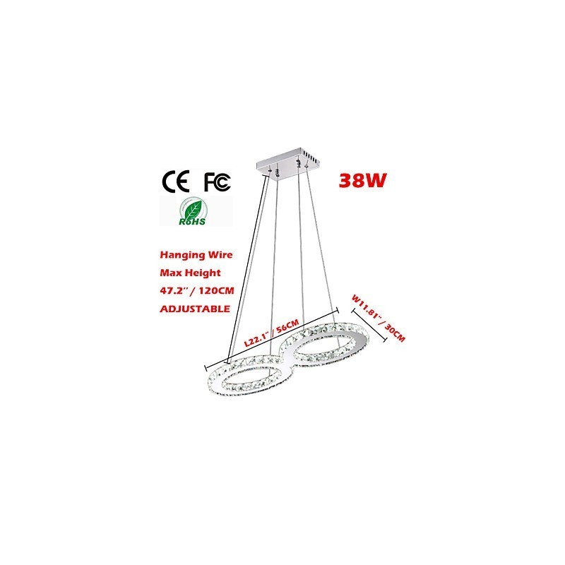 Lampadario a sospensione LED in cristallo argento