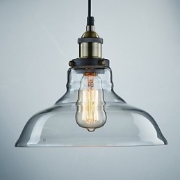 Lampada a sospensione classica vintage retrò in metallo e vetro trasparente 3 luci E26/E27