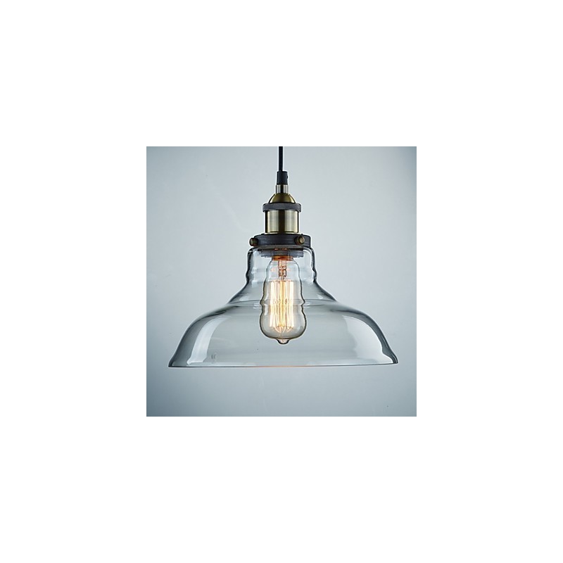 Lampada a sospensione classica vintage retrò in metallo e vetro trasparente 3 luci E26/E27