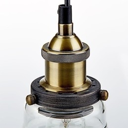 Lampada a sospensione classica vintage retrò in metallo e vetro trasparente 3 luci E26/E27