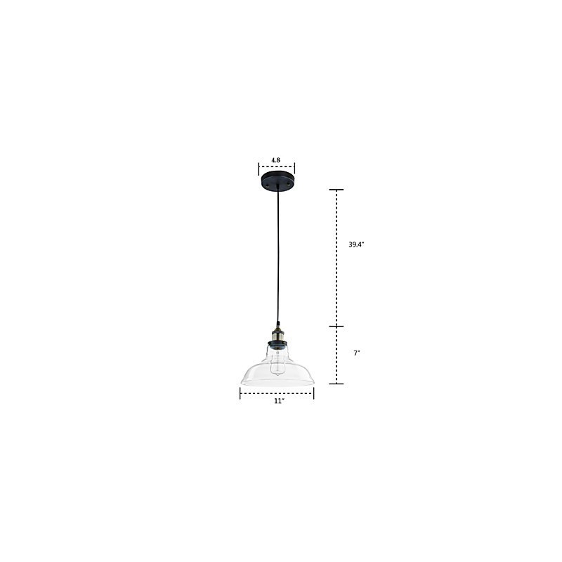 Lampada a sospensione classica vintage retrò in metallo e vetro trasparente 3 luci E26/E27