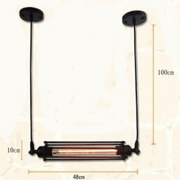 Lampadario a sospensione retrò in metallo nero e oro, 1 lampadina E26/E27, catena regolabile