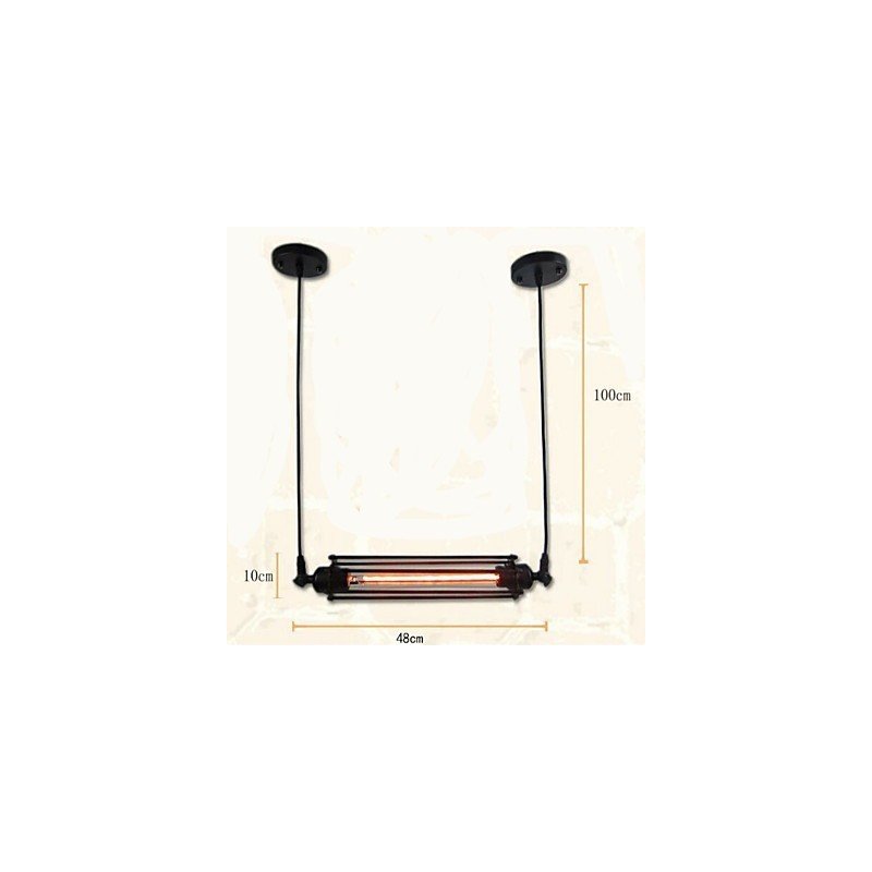 Lampadario a sospensione retrò in metallo nero e oro, 1 lampadina E26/E27, catena regolabile