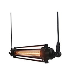 Lampadario a sospensione retrò in metallo nero e oro, 1 lampadina E26/E27, catena regolabile