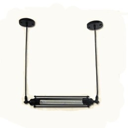Lampadario a sospensione retrò in metallo nero e oro, 1 lampadina E26/E27, catena regolabile