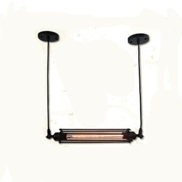 Lampadario a sospensione retrò in metallo nero e oro, 1 lampadina E26/E27, catena regolabile