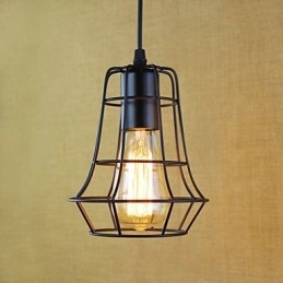 Lampada a sospensione vintage retrò classica country garage in metallo nero