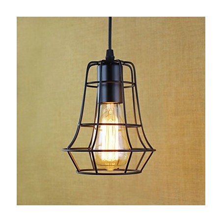 Lampada a sospensione vintage retrò classica country garage in metallo nero