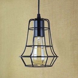 Lampada a sospensione vintage retrò classica country garage in metallo nero
