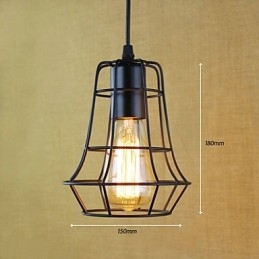 Lampada a sospensione vintage retrò classica country garage in metallo nero