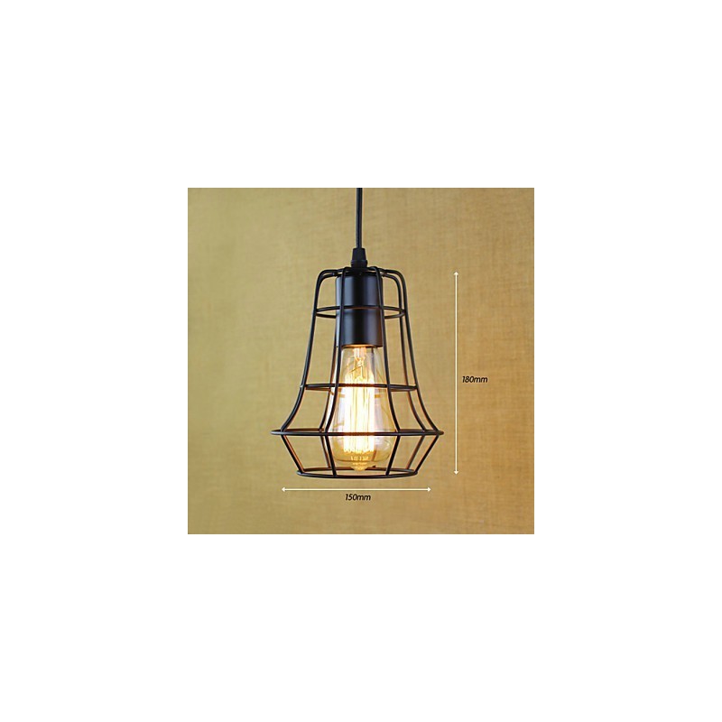 Lampada a sospensione vintage retrò classica country garage in metallo nero