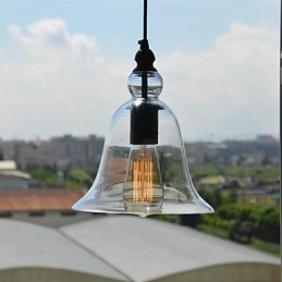 Lampada a sospensione mini ciotola vintage classica tradizionale in vetro trasparente